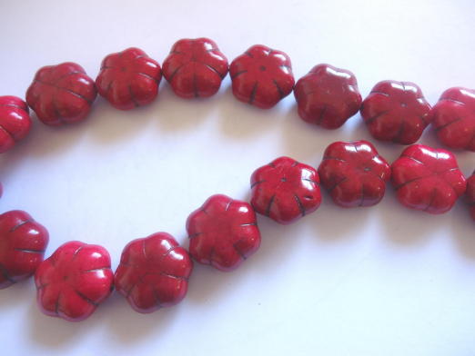 (image for) Red flower Beads #1251